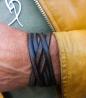 Vintage brown leather bracelet - five straps