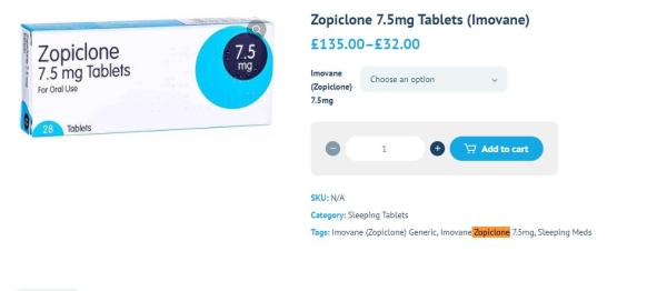 Buy Zopiclone 7.5mg Tablets (Imovane) Online