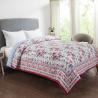 Buy Rose Jaal Red & Blue Hand Screen Print Extra Cotton Filling Quilt Online