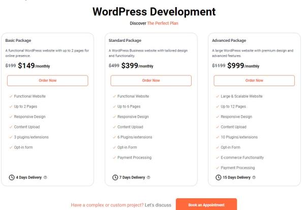 wordpress website development service