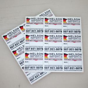 oil change stickers