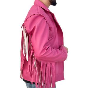 Jason Momoa A Minecraft Movie Pink Fringe Jacket